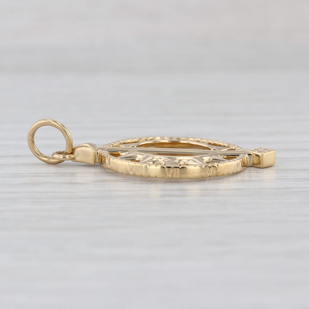 Monica Rich Kosann Diamond Time is Precious Sundial Pendant 18k Tellow Gold