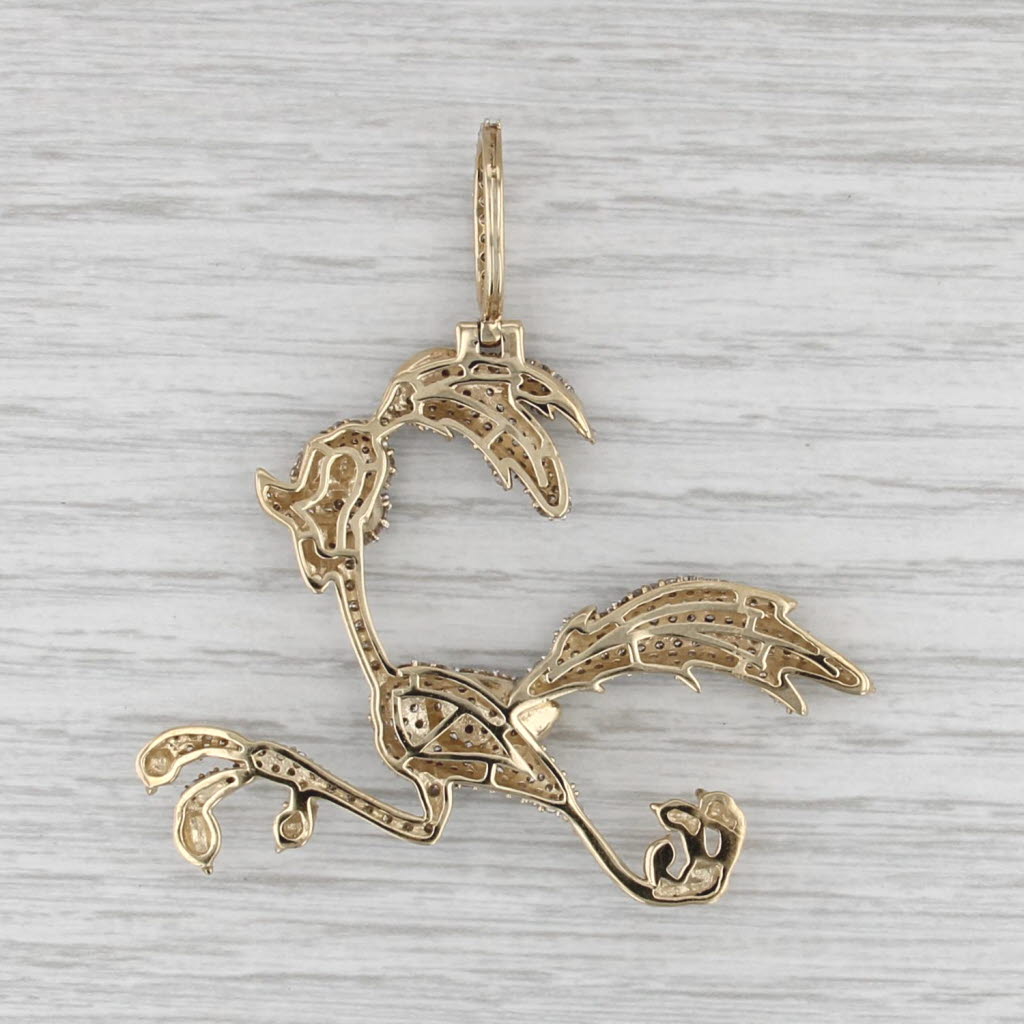 3ctw Diamond Roadrunner Pendant 10k Yellow White Gold WB Cartoon