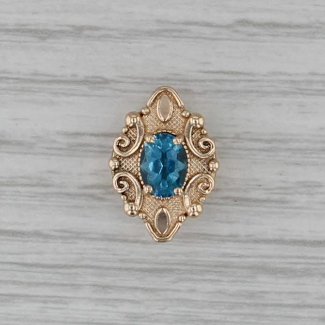1ct Oval Blue Topaz Solitaire Slide Bracelet Charm 14k Gold Richard Glatter