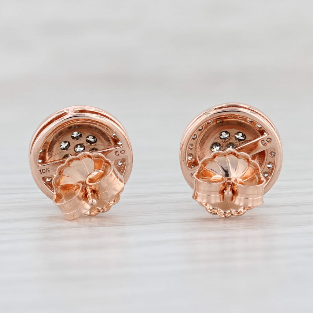 Light Gray 0.50ctw Diamond Cluster Halo Stud Earrings 10k Rose Gold