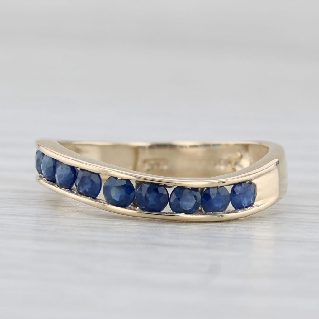 Light Gray 0.75ctw Blue Sapphire Ring 10k Yellow Gold Size 6.25 Stackable Band