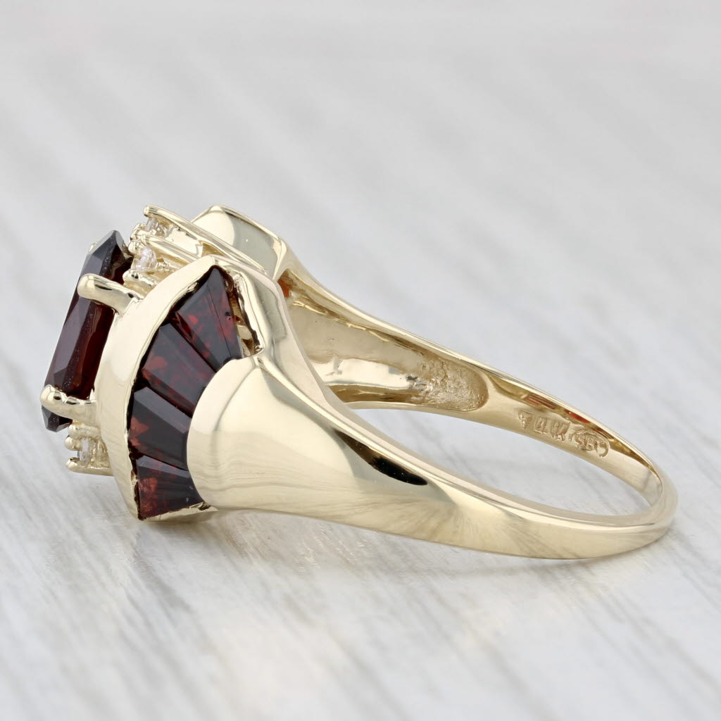 Light Gray 3.55ctw Oval Garnet Ring 14k Yellow Gold Size 9 Diamond Accents