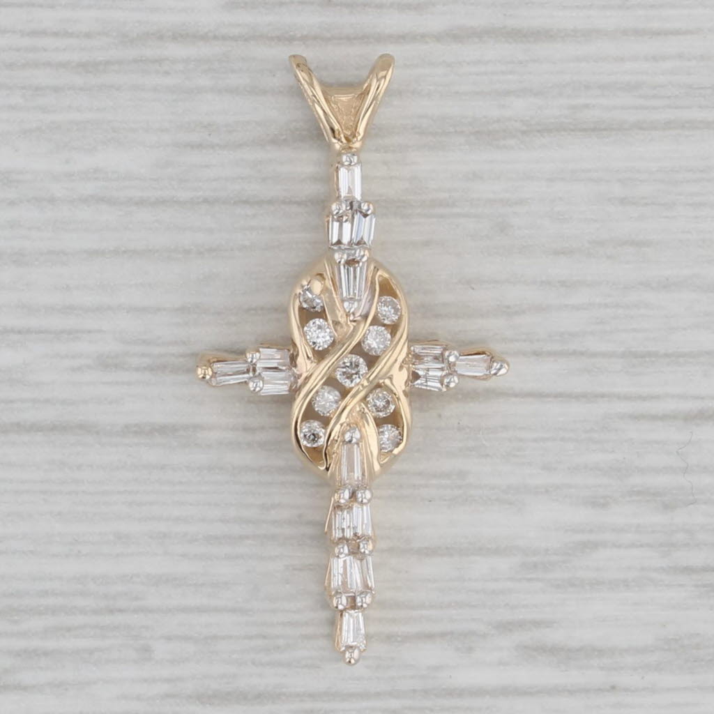 Gray Small 0.20ctw Diamond Cross Pendant 10k Yellow Gold