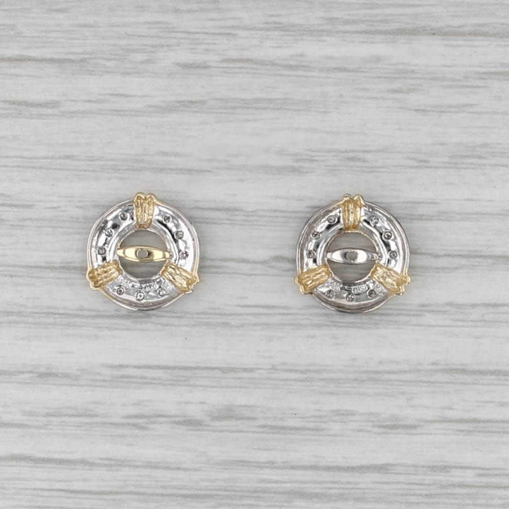 Diamond Accented Earring Enhancers 14k White Yellow Gold for Studs