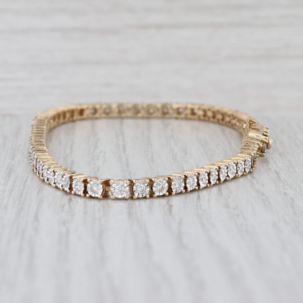 1.70ctw Diamond Tennis Bracelet 14k Yellow Gold 9" 3.8mm