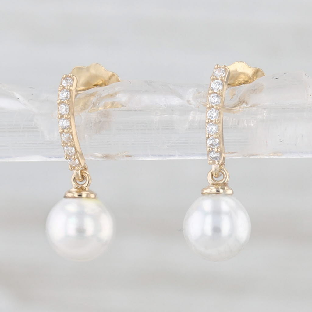 Cubic Zirconias Imitation Pear Dangle Earrings 14k Yellow Gold Drops