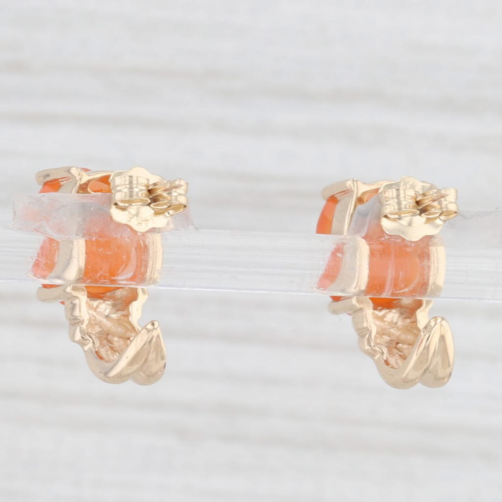 Light Gray 3.10ctw Orange Chalcedony Earrings 10k Yellow Gold J-Hook Studs