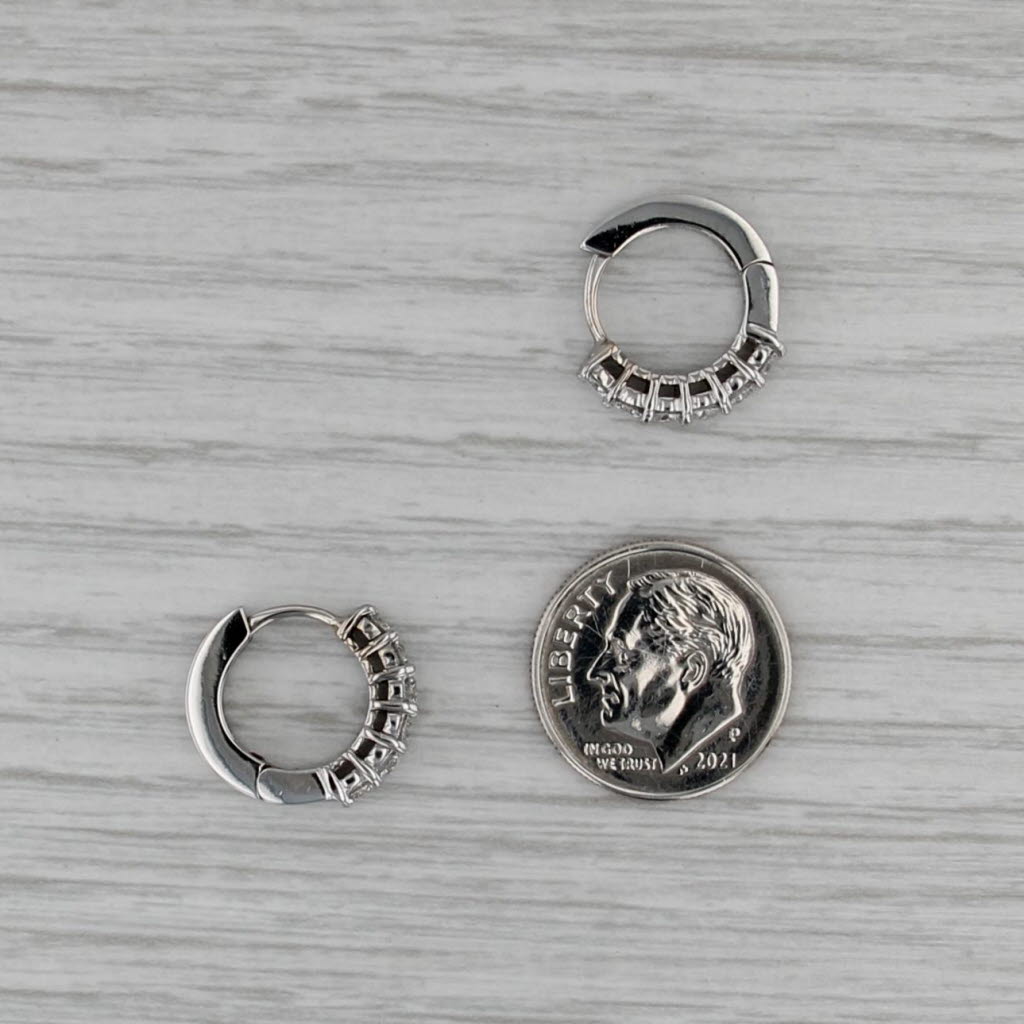 Roberto Coin 0.70ctw Diamond Hoop Huggie Earrings 18k White Gold Round Hoops