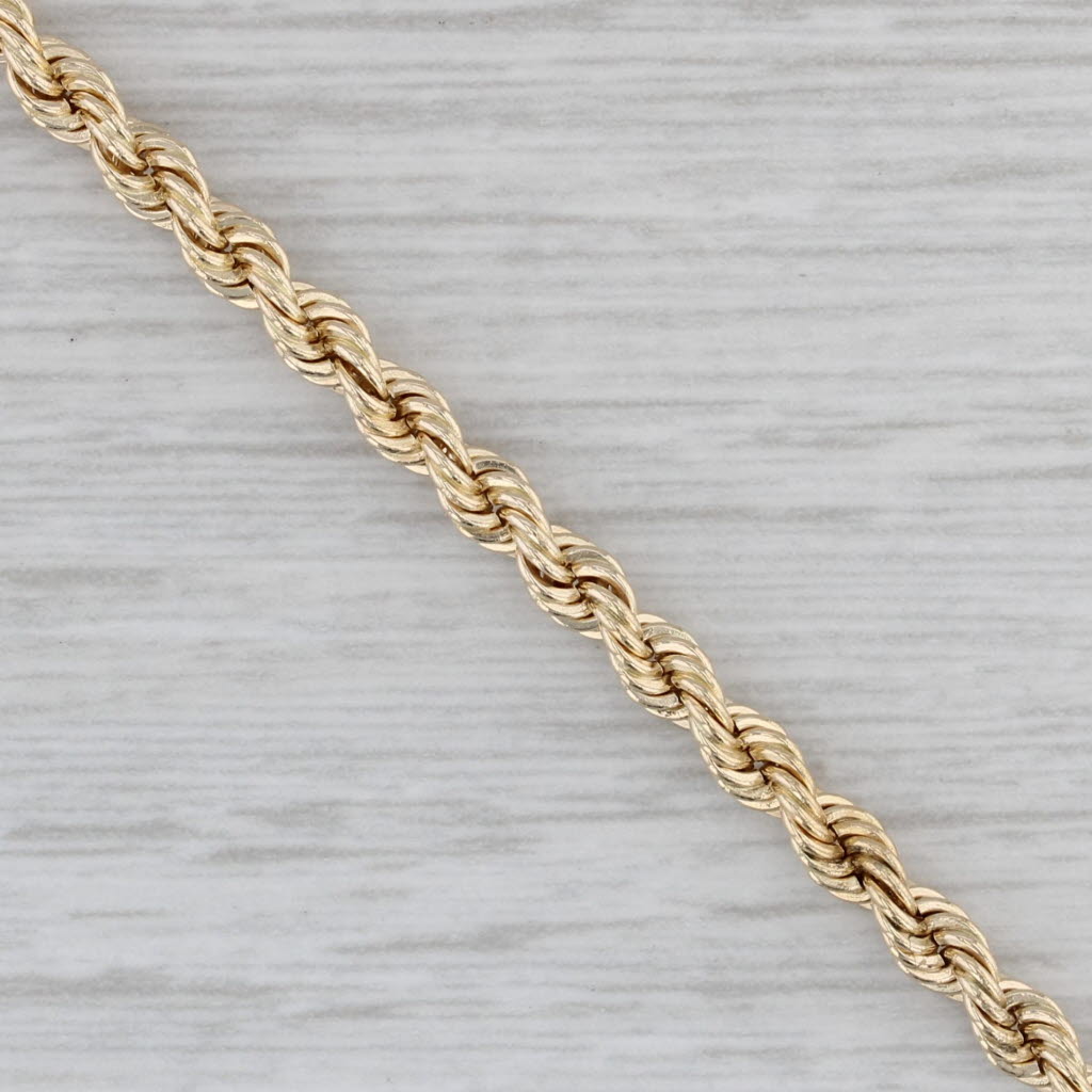 Gray Rope Chain Bracelet 14k Yellow Gold 7" 3.1mm