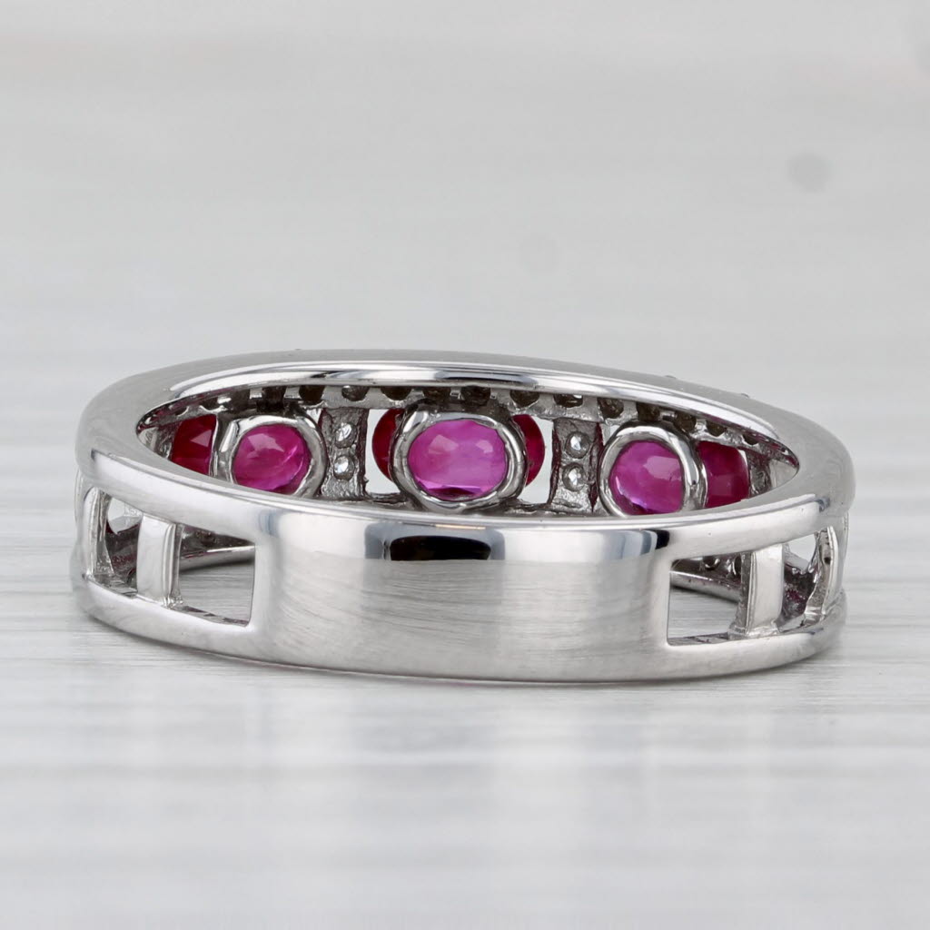 Light Gray 1.04ctw Ruby Diamond Ring 14k White Gold Size 8 Band Stackable