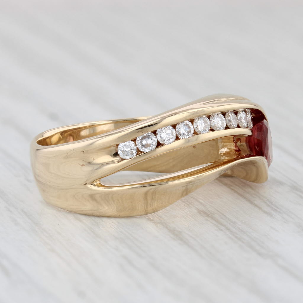 Light Gray 1.24ctw Padparadscha Sapphire Diamond Ring 14k Yellow Gold Size 7.25 Cocktail