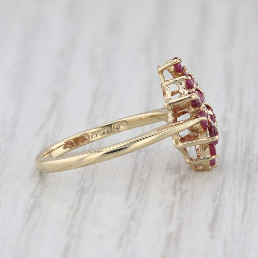 1.14ctw Ruby Diamond Cluster Ring 14k Yellow Gold Size 7.75