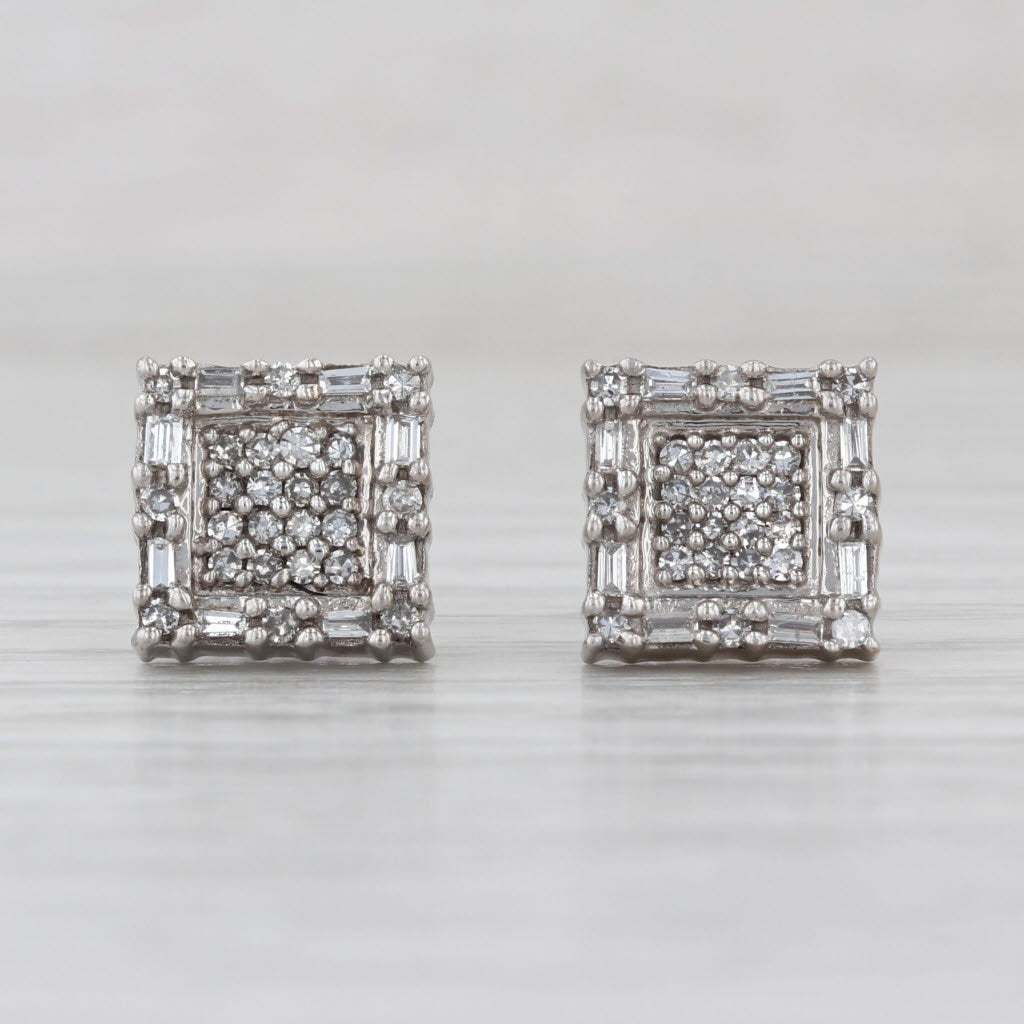 0.36ctw Diamond Square Frame Stud Earrings 14k White Gold