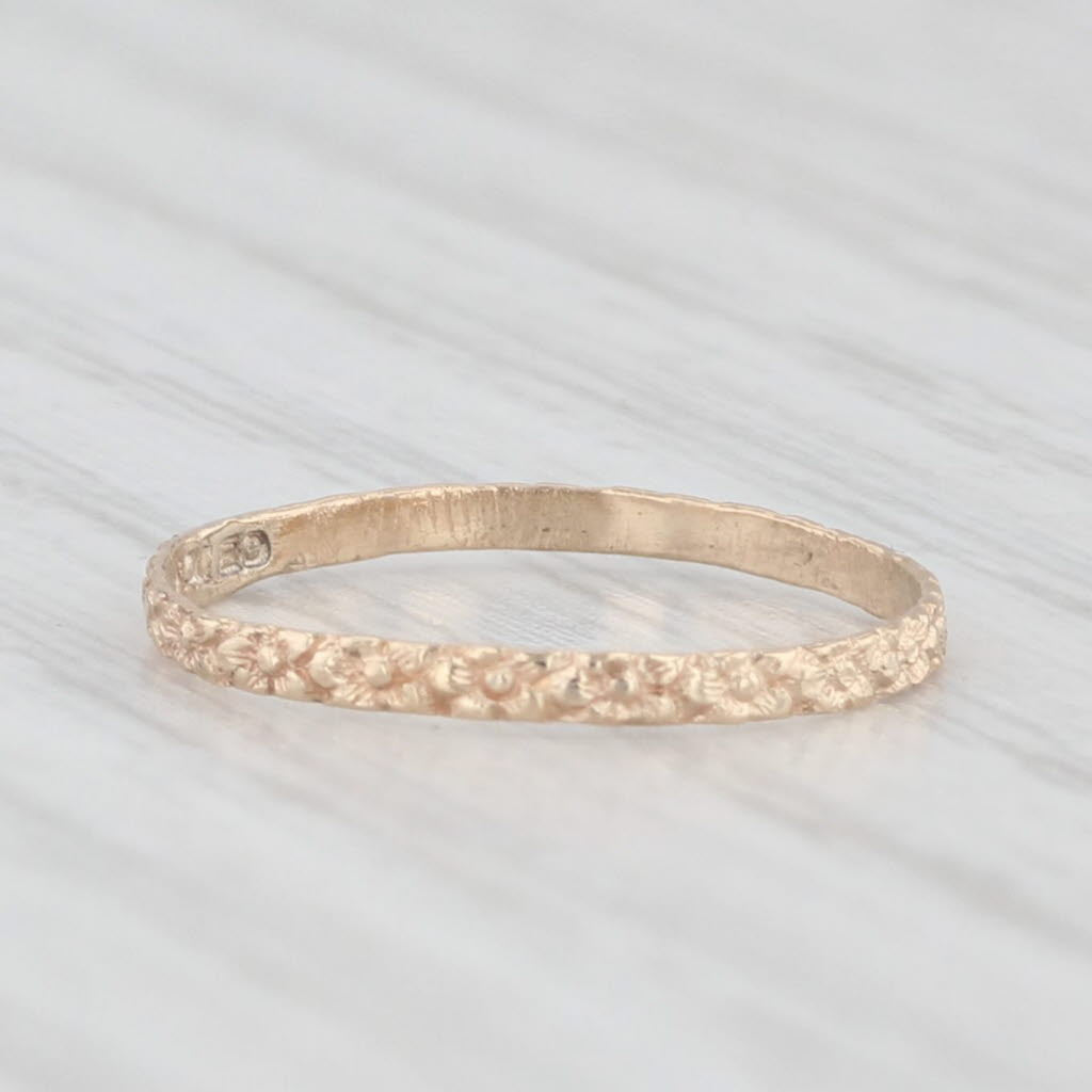 Light Gray Ostby Barton Floral Vintage Baby Ring 10k Yellow Gold Small Size Band