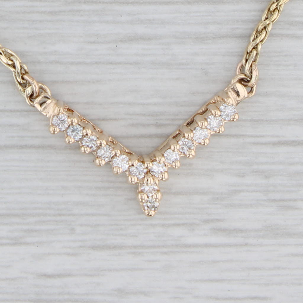 Gray 0.27ctw Diamond V Necklace 10k Yellow Gold 18.75" Wheat Chain