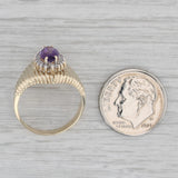 0.90ctw Marquise Amethyst Diamond Halo Ring 10k Yellow Gold Size 6.25