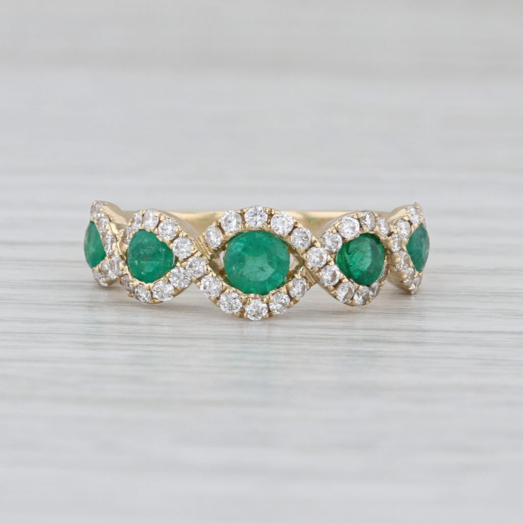 1.74ctw Emerald Diamond Twist Ring 14k Yellow Gold Size 8.25