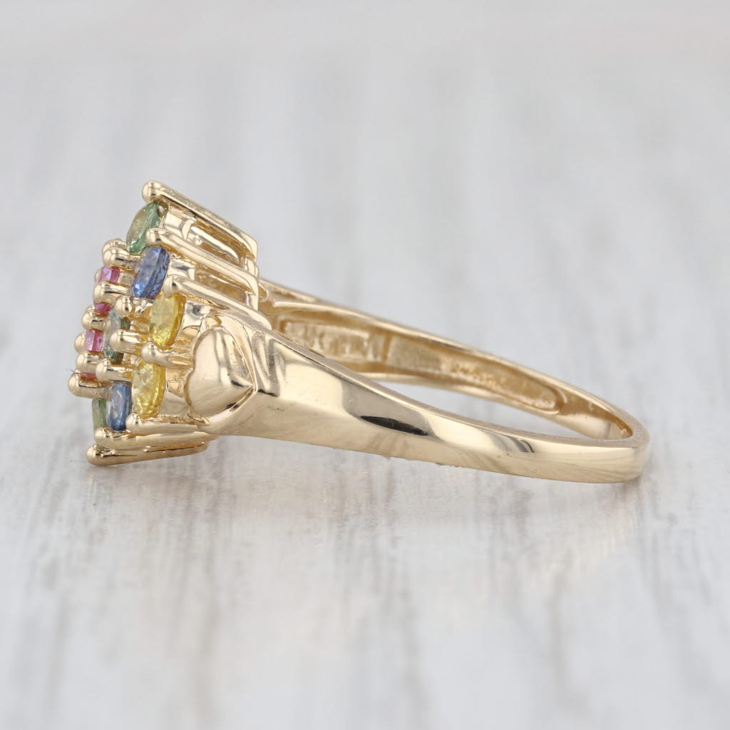 1.54ctw Multicolor Sapphire Cluster Ring 14k Yellow Gold Size 7