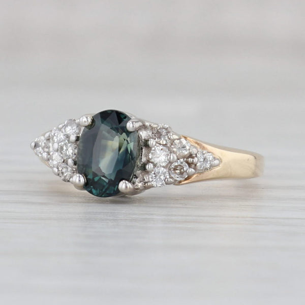 Gray 1.20ctw Oval Blue Sapphire Diamond Ring 14k Yellow Gold Size 5.25