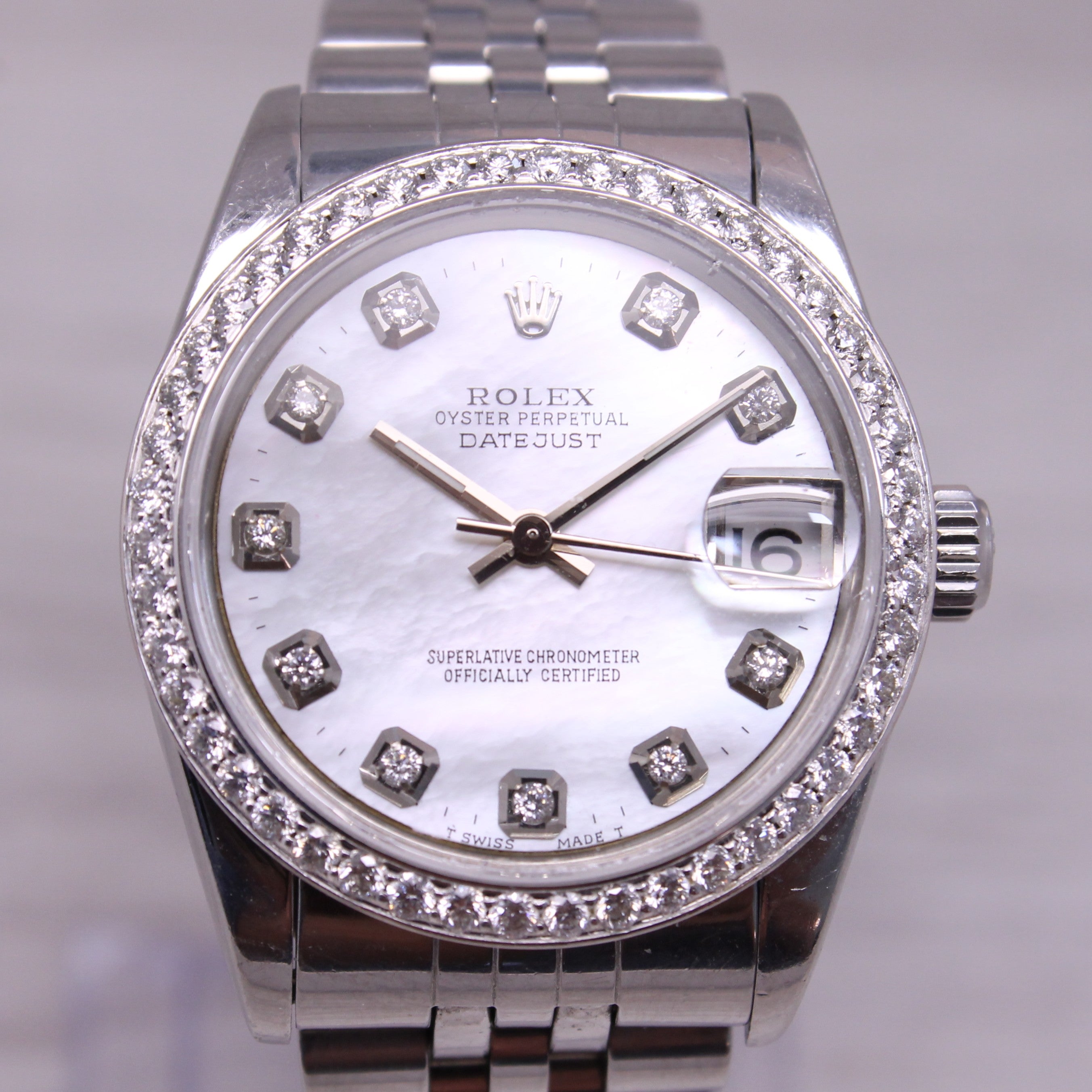 2002 Rolex Datejust 31mm Steel & Gold Ladies Watch ref.78240 Diamond Bezel