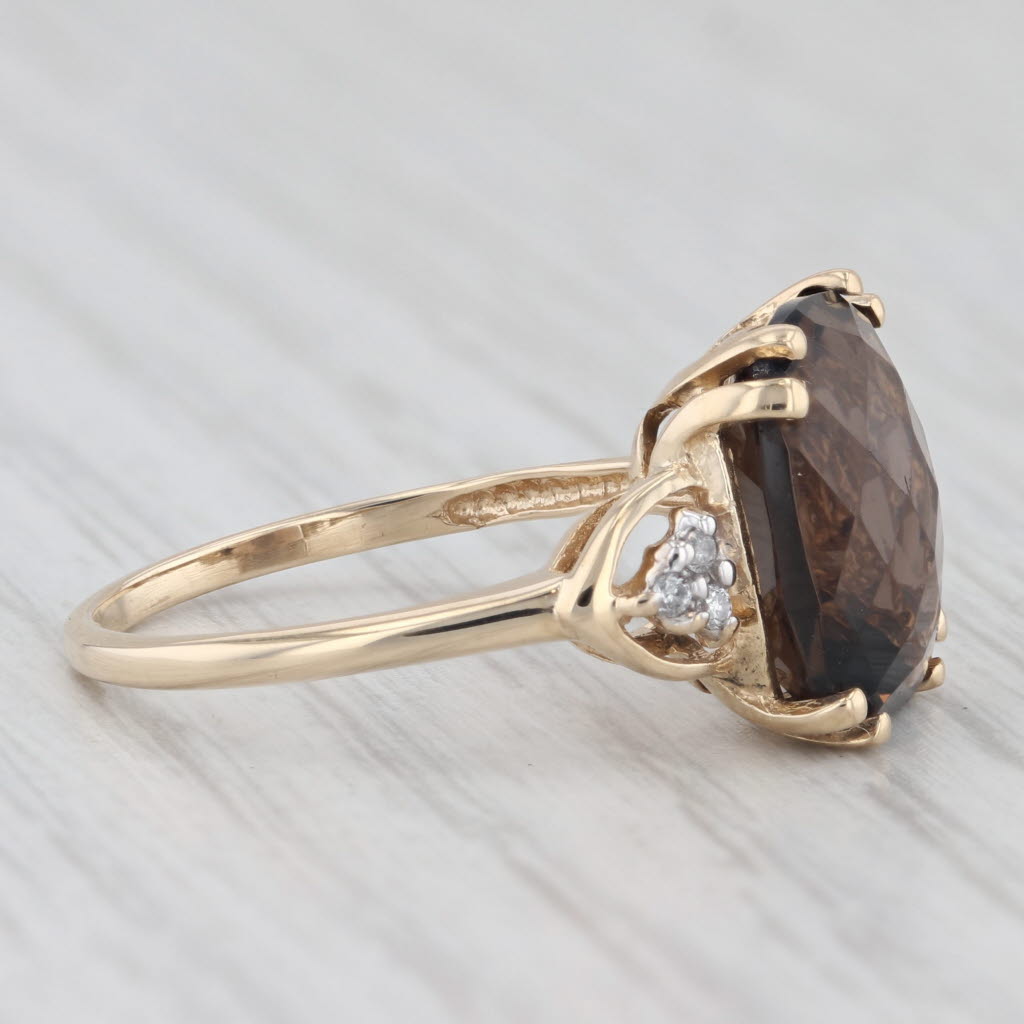 Light Gray 4.80ctw Smoky Quartz Diamond Ring 10k Yellow Gold Size 7.5