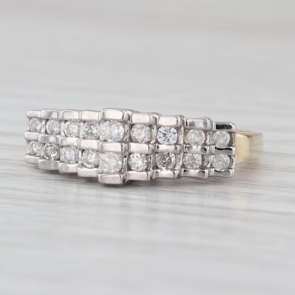 0.28ctw Diamond Pyramid Rooftop Ring 14k White Yellow Gold Size 6