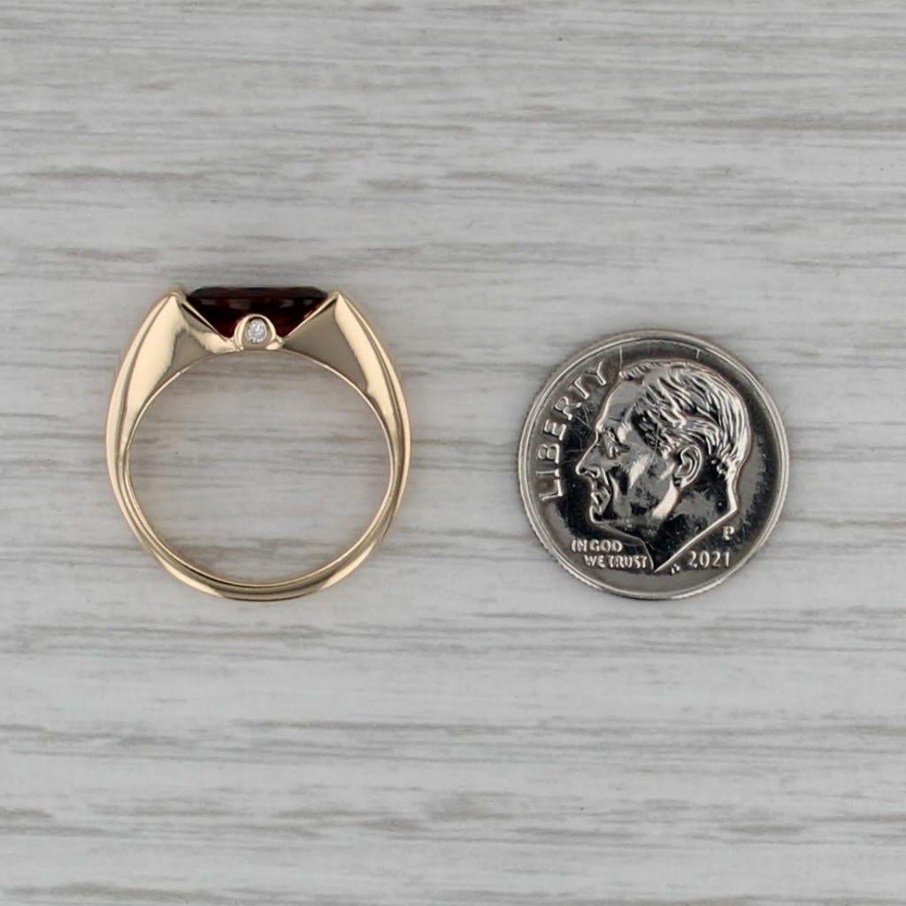 1.90ct Garnet Solitaire Ring 14k Yellow Gold Size 5 Diamond Accents
