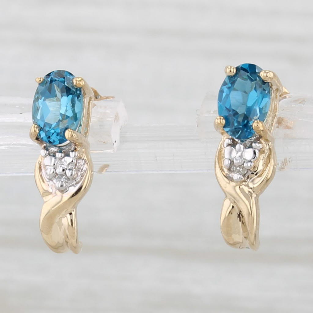 Light Gray 1.10ctw London Blue Topaz Diamond Stud Earrings 10k Yellow Gold