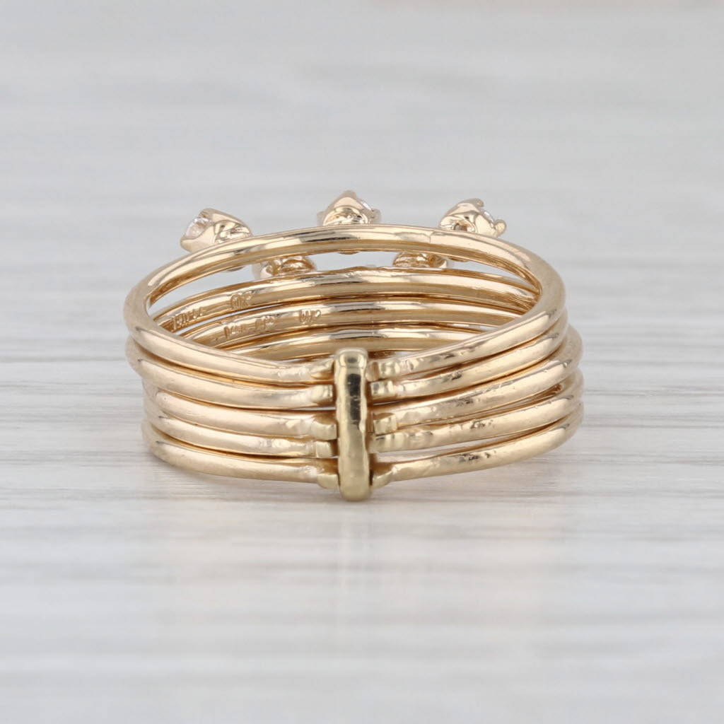 0.27ctw Diamond Harem Ring 14k Yellow Gold Multiband 5-Band Size 4.75