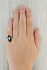 Tan Vintage Onyx Diamond Signet Ring 10k White Gold Size 5.75 Hallmark