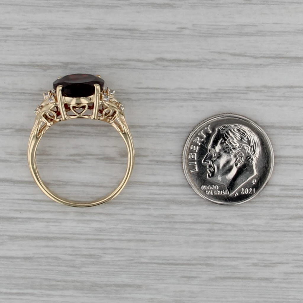 5.39ctw Oval Garnet Diamond Ring 10k Yellow Gold Size 7.5