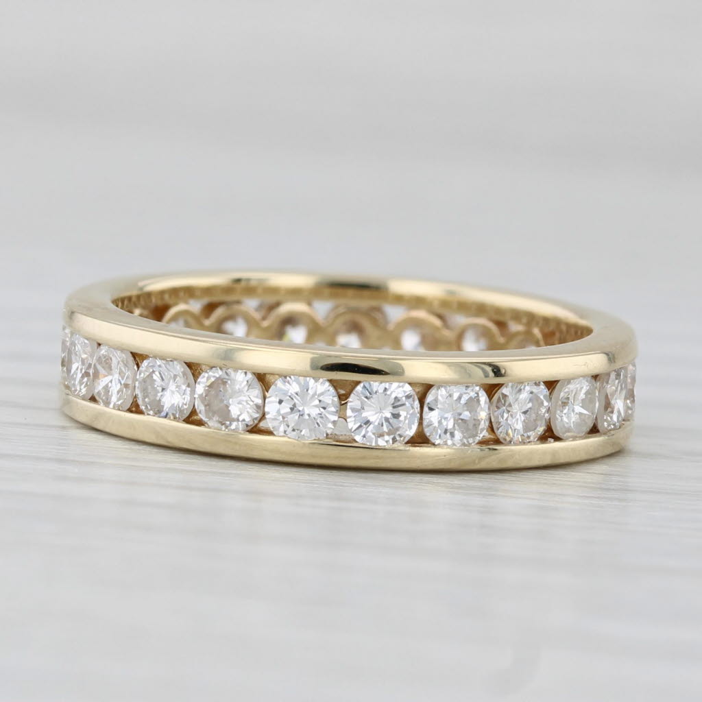 Light Gray 1.48ctw Diamond Eternity Wedding Band 14k Yellow Gold Stackable Ring Anniversary