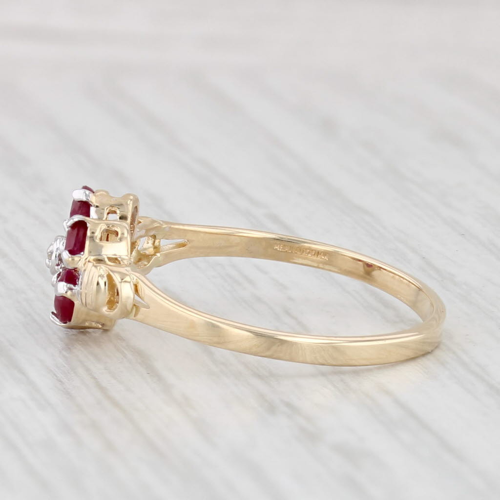 Light Gray Ruby Flower Ring 14k Yellow Gold Size 7 Diamond Accents