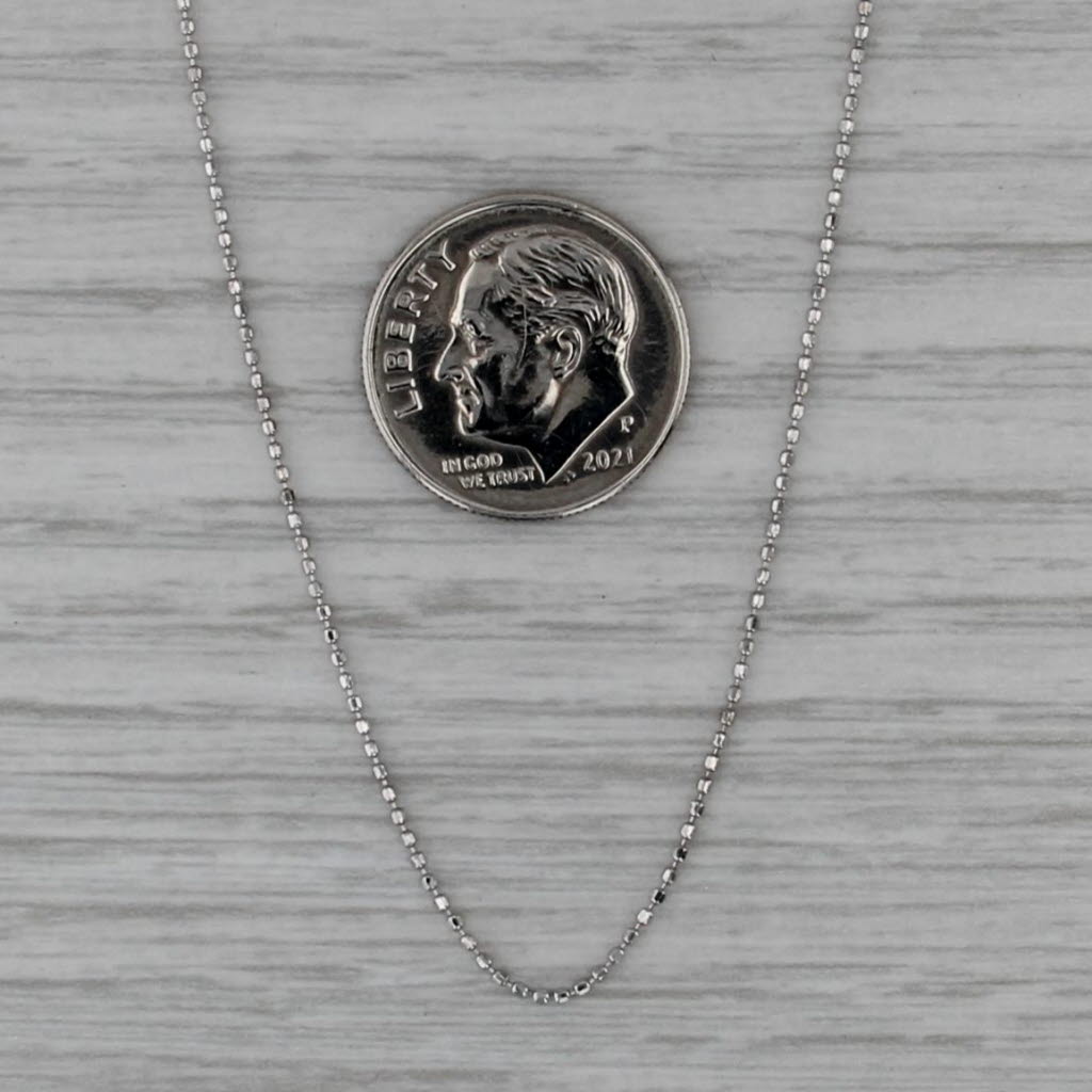 Bead Chain Necklace 14k White Gold 16" 0.8 mm
