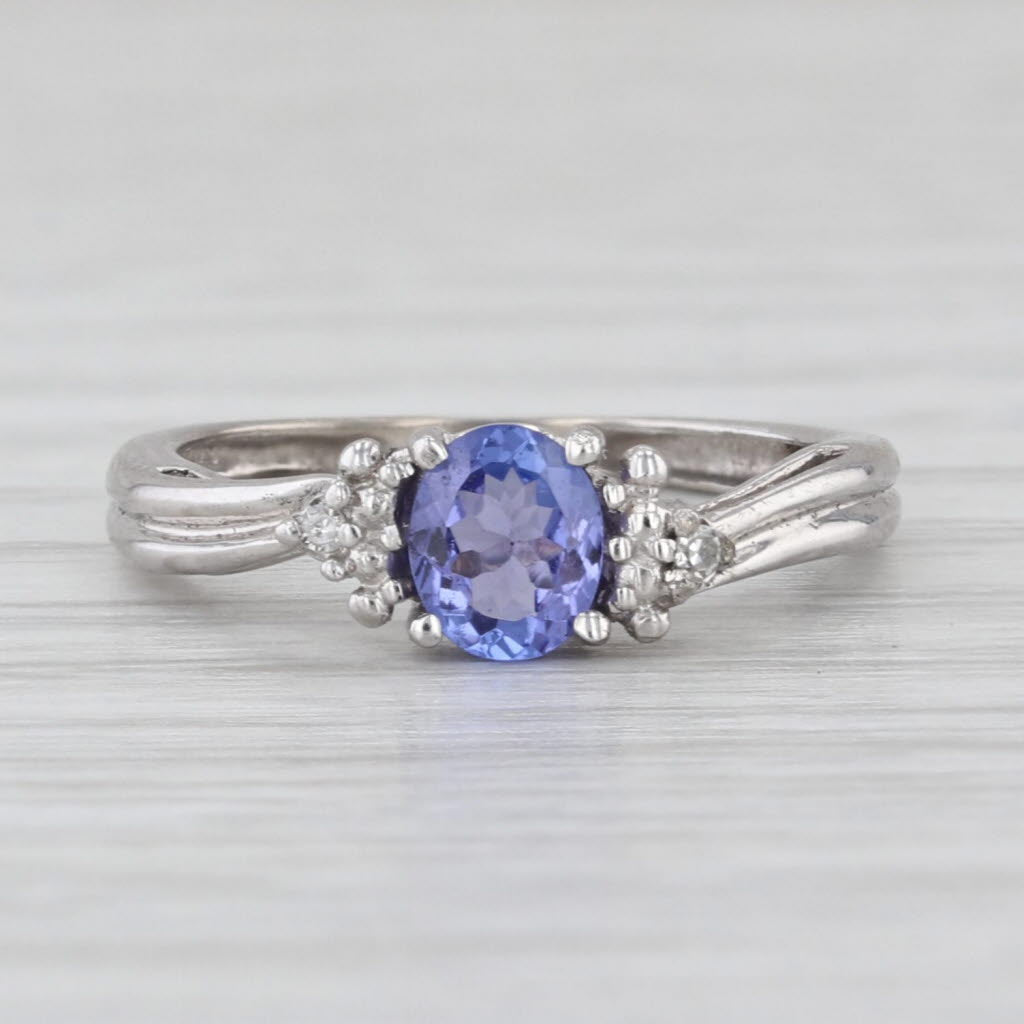 0.30ct Tanzanite Diamond Ring 10k White Gold Small Size 3.25