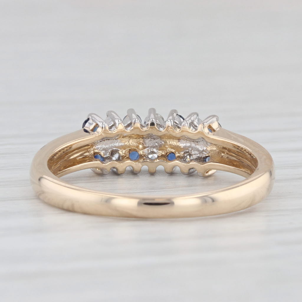 Light Gray 0.36ctw Blue Sapphire Diamond Ring 14k Yellow Gold Size 8 Stackable Wedding Band