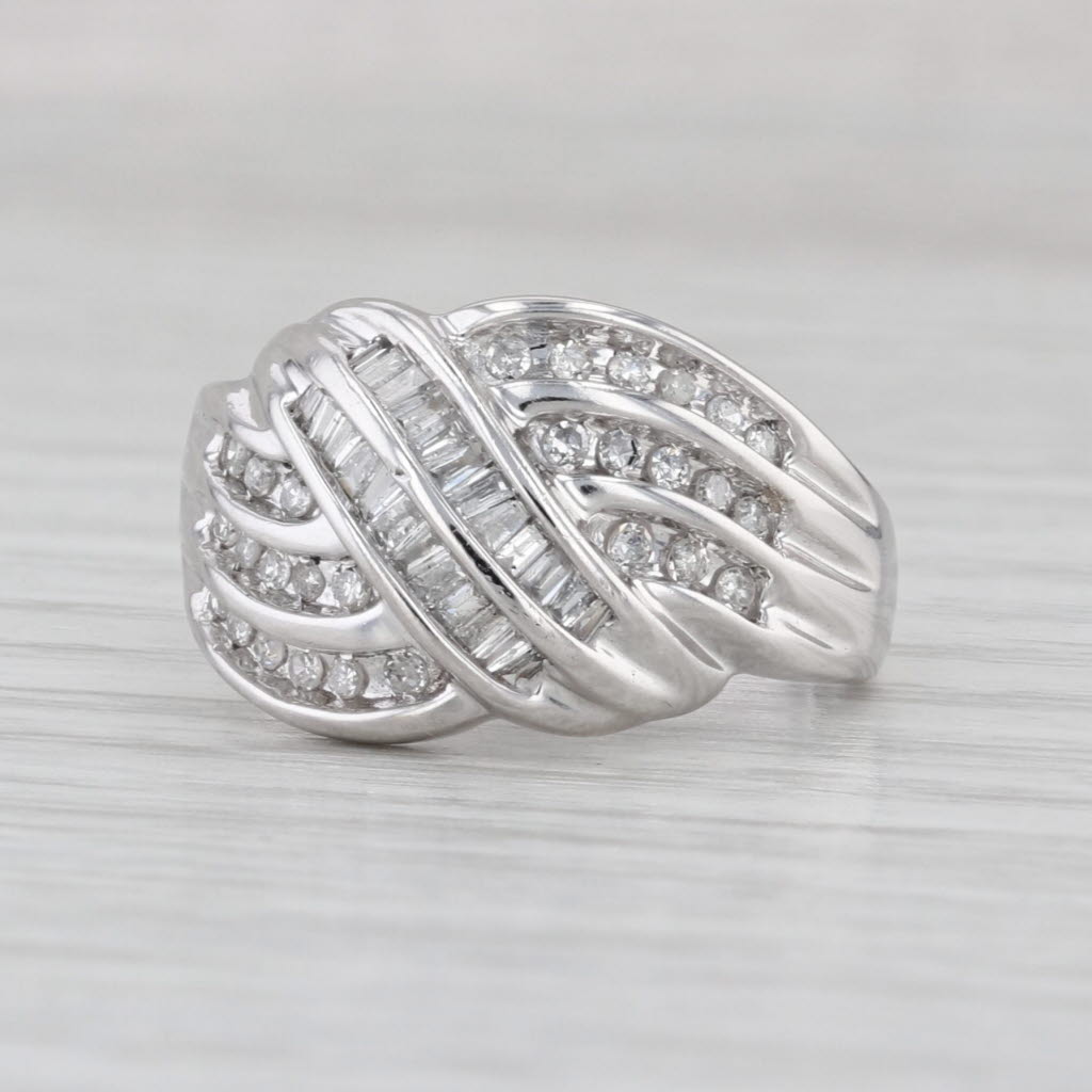 0.60ctw Diamond Knot Overlay Ring 10k white Gold Size 7.25