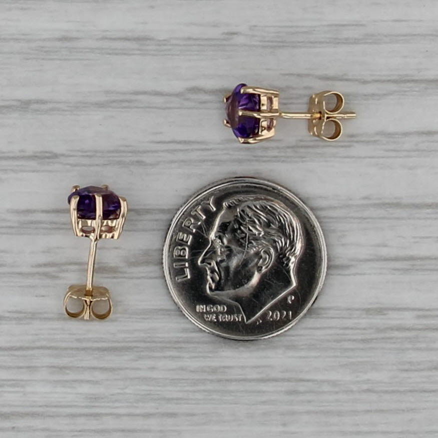 1.50ctw Amethyst Heart Stud Earrings 14k Yellow Gold Pierced Studs