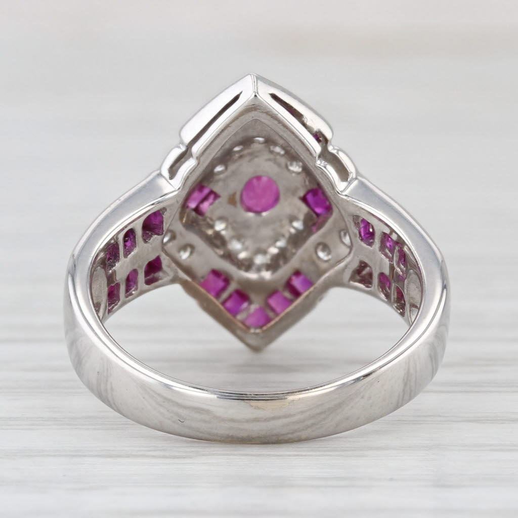 1.70ctw Ruby Diamond Ring 14k White Gold Size 6.5 Cocktail