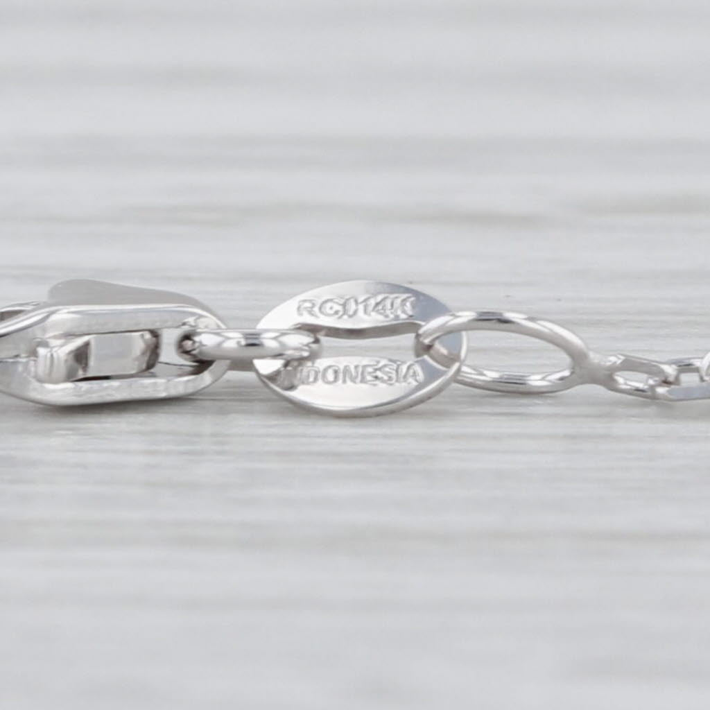 New 18" 1.3mm Cable Chain Necklace 14k White Gold