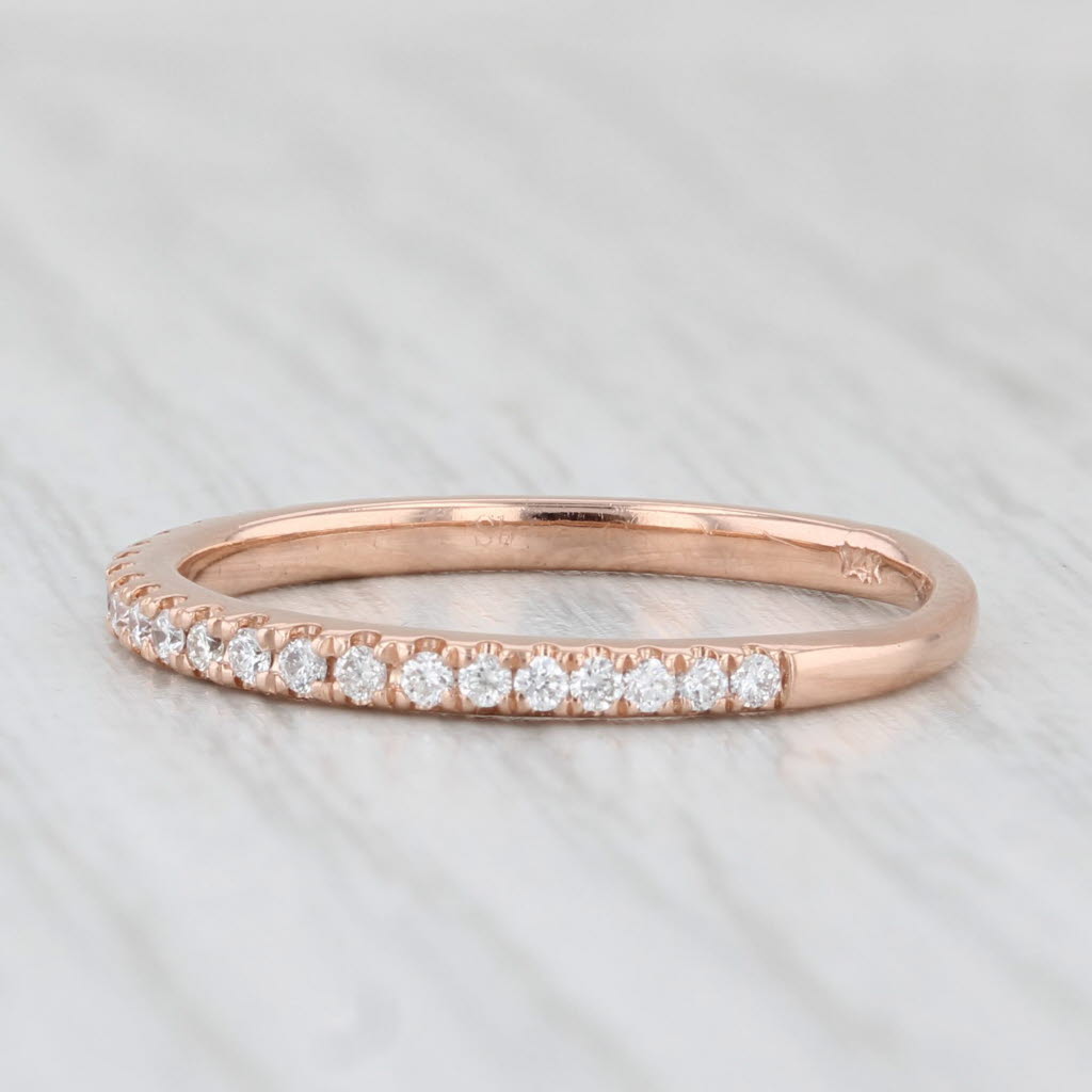 Light Gray 0.30ctw Diamond Wedding Band 14k Rose Gold Size 7.5 Stackable Ring