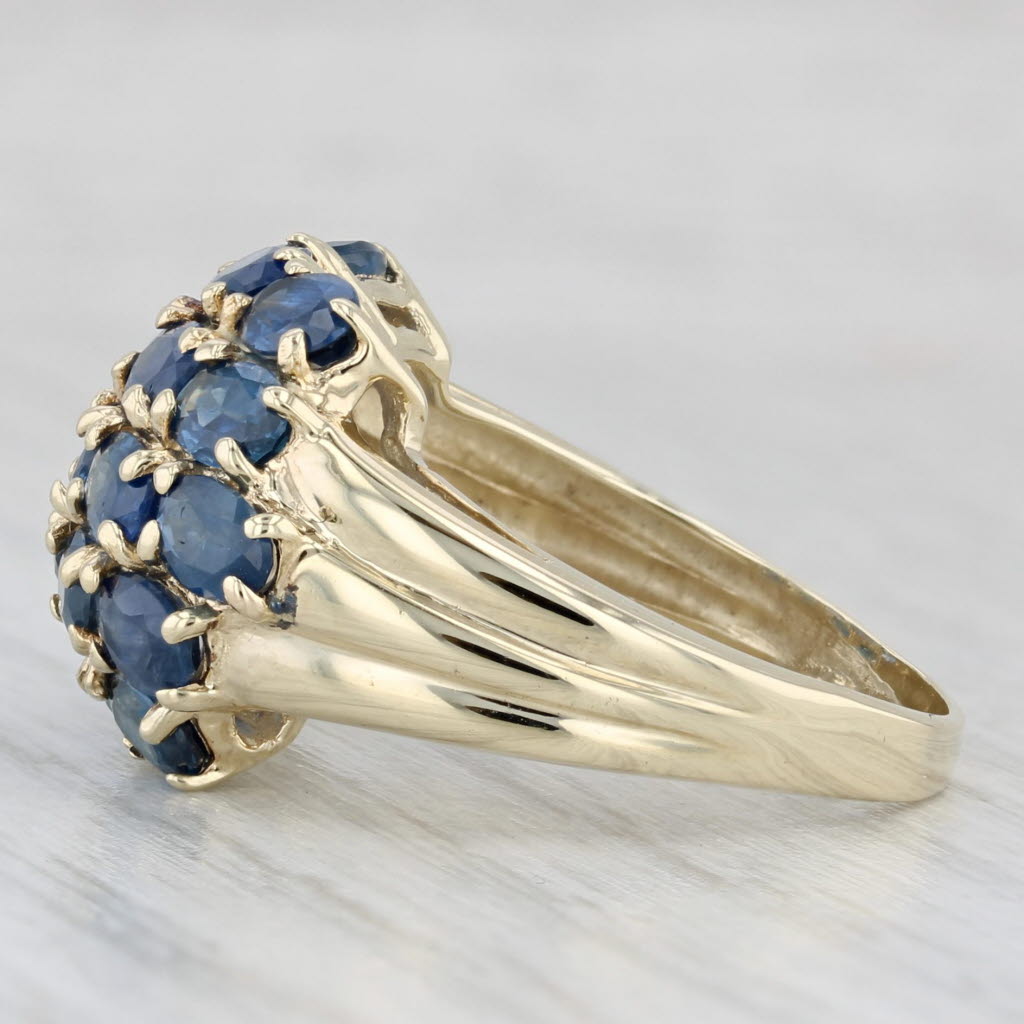 Light Gray 6ctw Blue Sapphire Cluster Ring 10k Yellow Gold Size 7.75 Cocktail