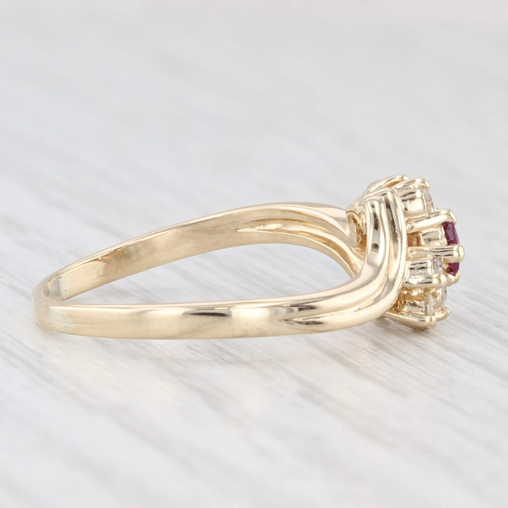 Light Gray 0.26ctw Ruby Diamond Bypass Ring 14k Yellow Gold Size 8