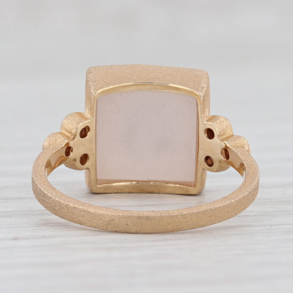 New Chloe Nina Wynn White Druzy Quartz Diamond Ring Brushed 18k Gold Size 7