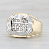 Light Gray 0.18ctw Diamond Cluster Ring 10k Yellow White Gold Size 10.75 Men's