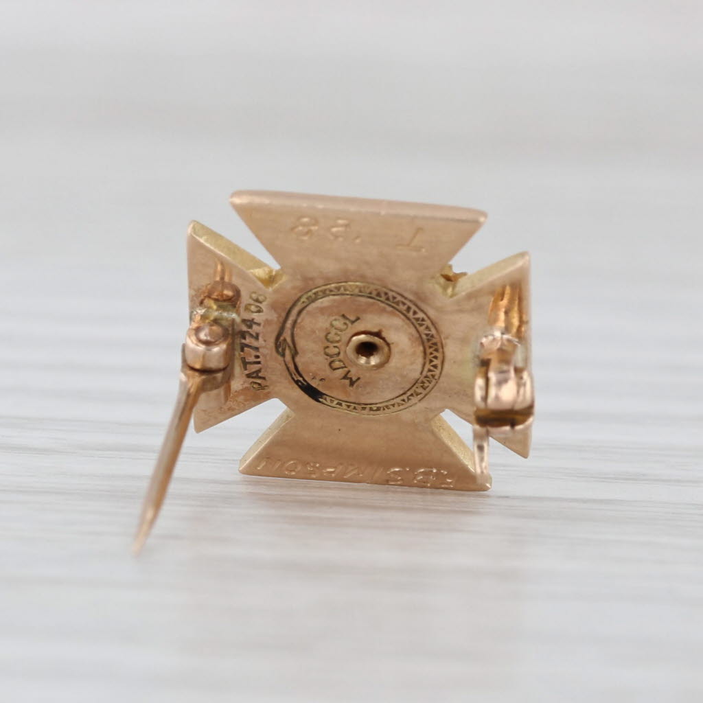 Mini Sigma Phi Kappa Skull Cross Pin 10k Gold 1928 Greek Fraternity Badge