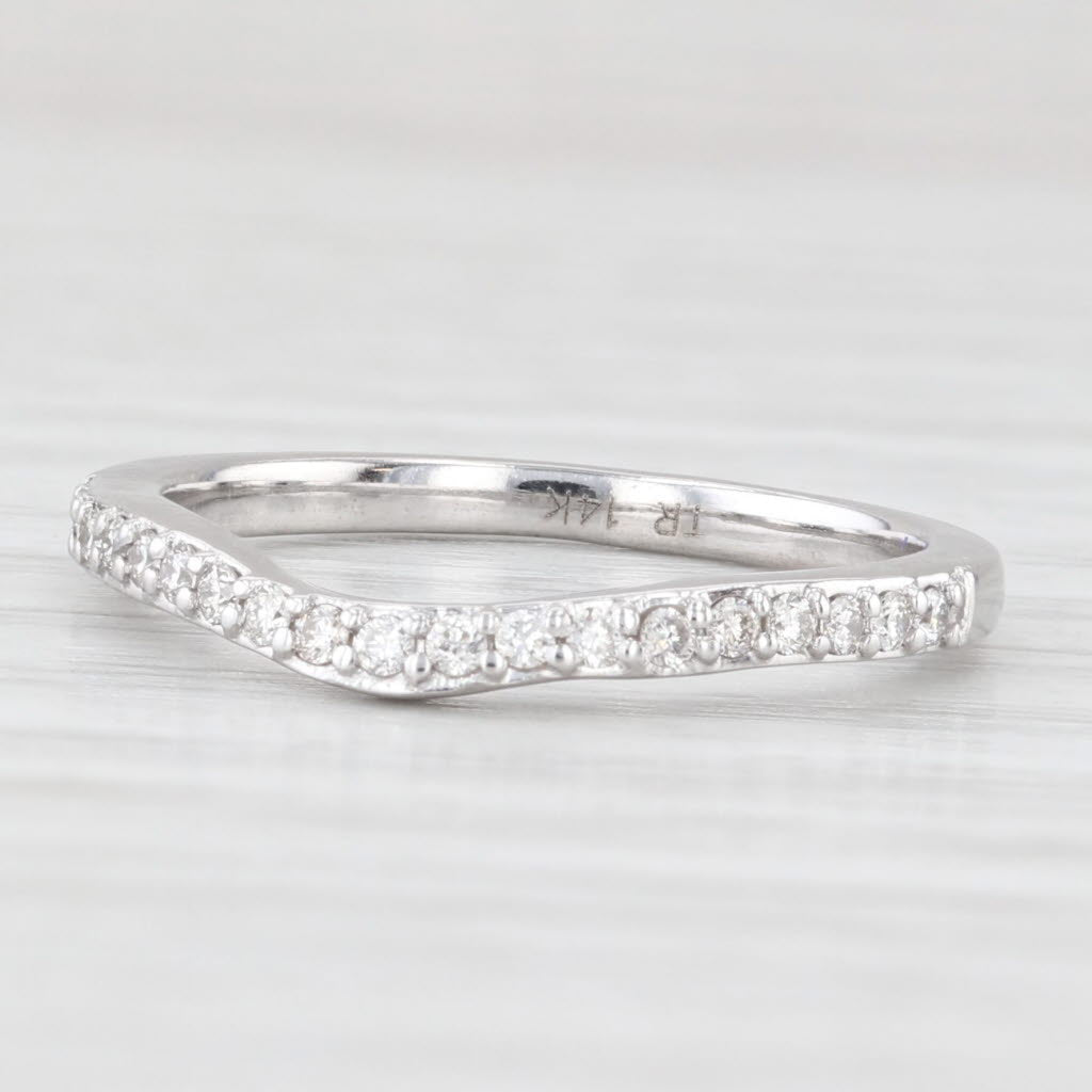 0.14ctw Diamond Wedding Band 14k White Gold Size 5.5 Stackable Ring