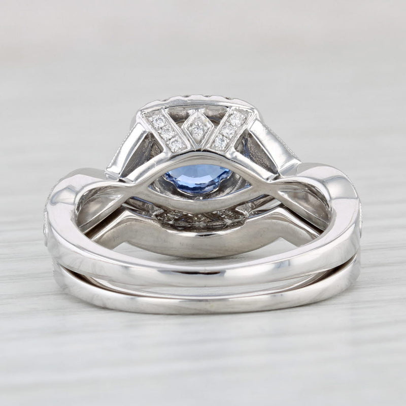 Light Gray Neil Lane 2.08ctw Blue Sapphire Diamond Engagement Ring Wedding Band 14k Gold