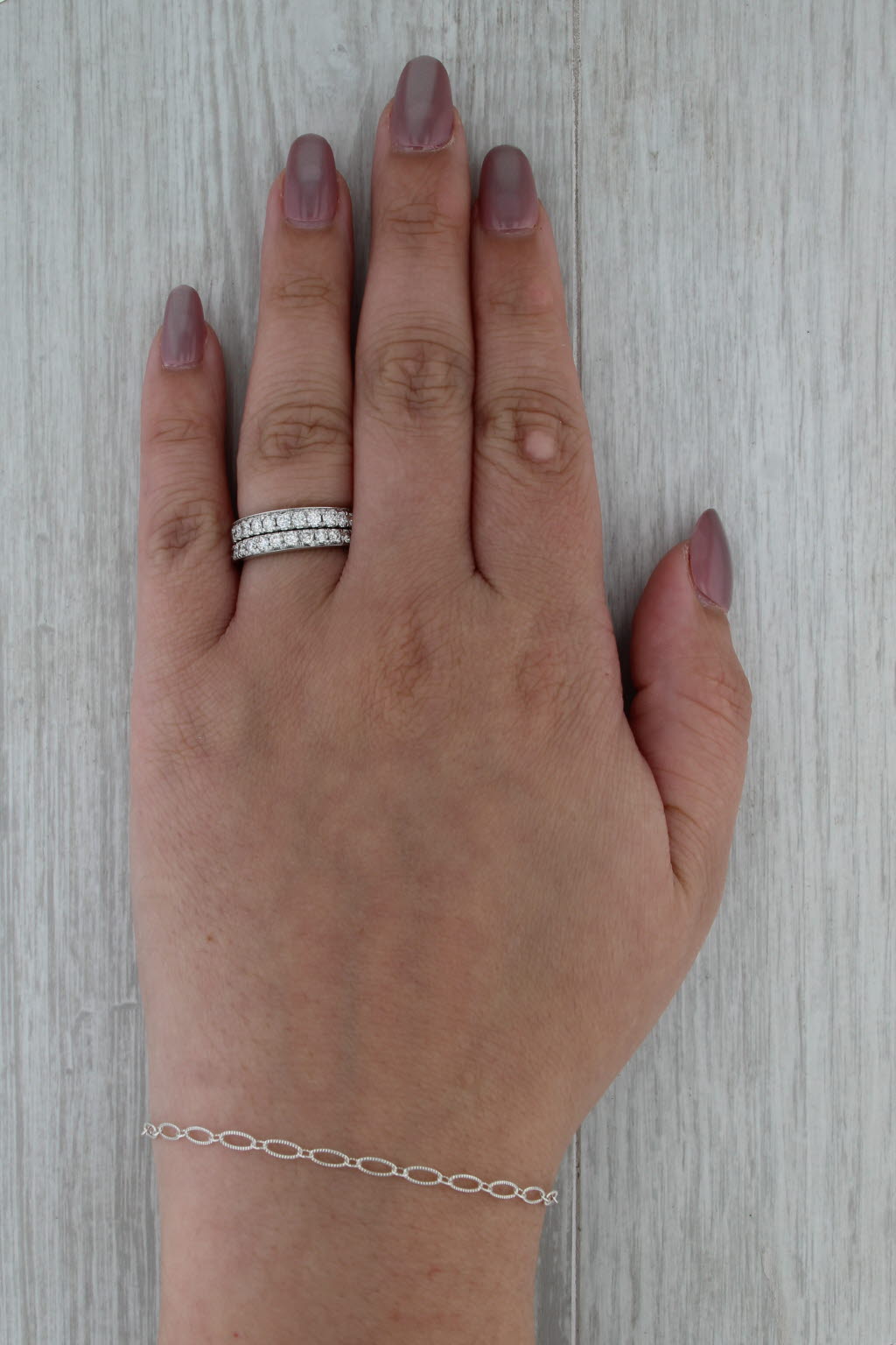 0.87ctw Diamond Wedding Anniversary Stackable Bands 14k White Gold Size 7-7.25