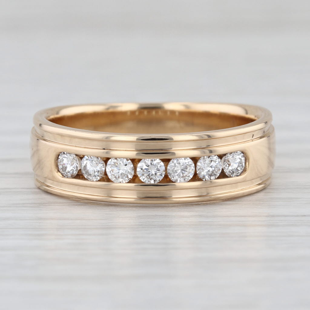 0.42ctw Diamond Men's Wedding Band 14k Yellow Gold Size 9.75-10 Ring